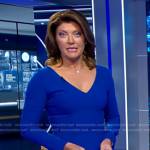 Norah’s blue v-neck sheath dress on CBS Evening News
