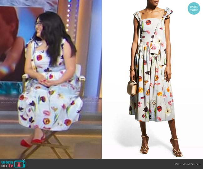 Oscar De La Renta Floral-Print Midi Dress worn by Jenny Han on Good Morning America