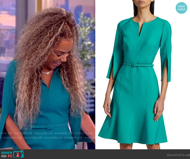 Oscar de la Renta Belted Wool-Blend Knee-Length Dress worn by Sunny Hostin on The View