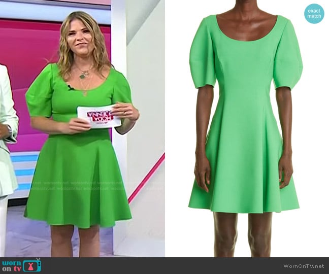 Oscar de la Renta Lantern Sleeve Stretch Wool Blend Minidress worn by Jenna Bush Hager on Today