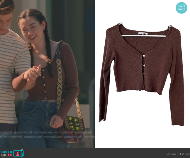 Pacsun Brown Ribbed Cardigan worn by Annie Sullivan (Anneliese Judge) on Sweet Magnolias