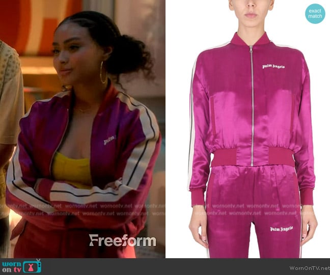 Palm Angels Luxury Sport Bomber Jacket worn by Kiela (Daniella Perkins) on Grown-ish