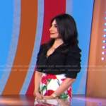 Pattie Ehsaei’s black blouse and poppy print skirt on Good Morning America