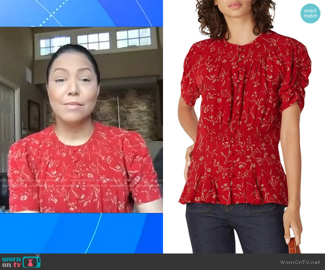 Polo Ralph Lauren Floral Peplum Top in Red worn by Stephanie Ramos on Good Morning America