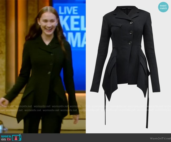 Proenza Schouler Asymmetric Crepe Blazer worn by Lola Tung on Live with Kelly and Mark