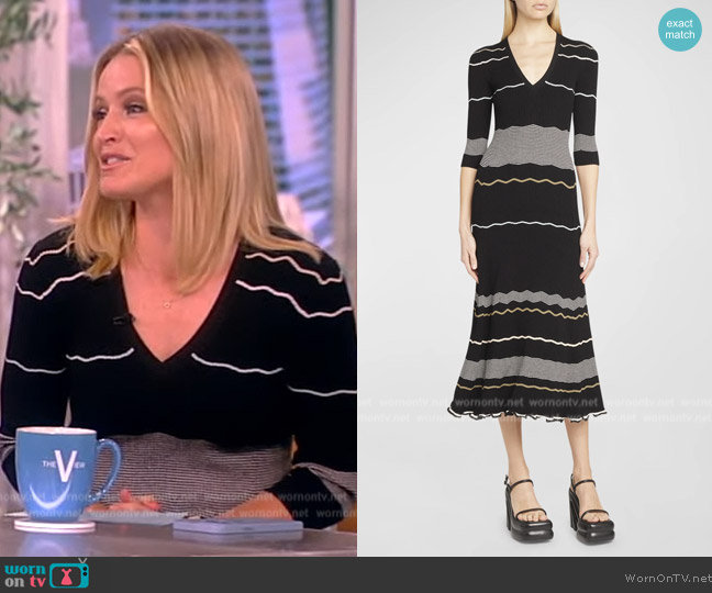 WornOnTV: Sara’s black contrast stripe dress on The View | Sara Haines ...