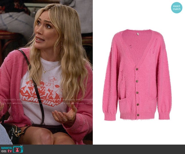 R13 Merino Wool Distressed Cardigan worn by Sophie (Hilary Duff) on How I Met Your Father