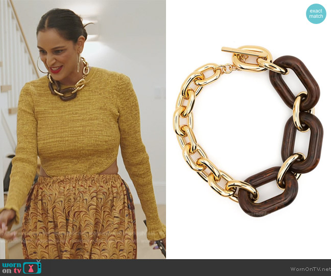 Rabanne Chain-link choker necklace worn by Jessel Taank on The Real Housewives of New York City