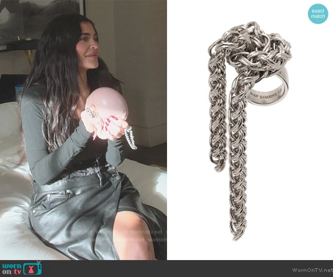 Raf Simons Silver Knotted Ring worn by Kylie Jenner (Kylie Jenner) on The Kardashians