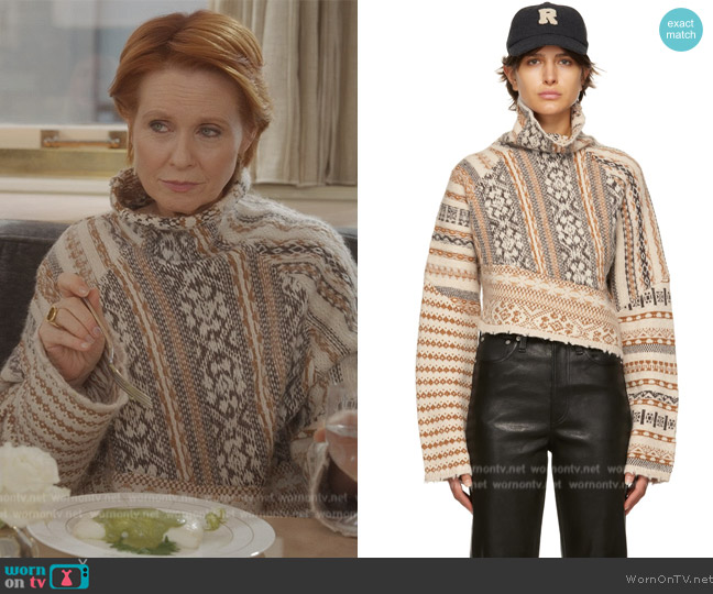 Rag and Bone Beige Hollis Turtleneck worn by Miranda Hobbs (Cynthia Nixon) on And Just Like That