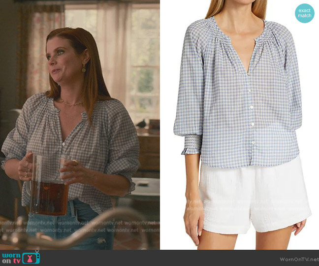 Rails Mariah Sheer Gingham Blouse worn by Maddie Townsend (JoAnna Garcia Swisher) on Sweet Magnolias