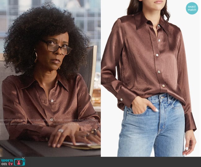 Rails Andrea Shirt in Nutmeg worn by Beverly Crest (Leslie Silva) on So Help Me Todd