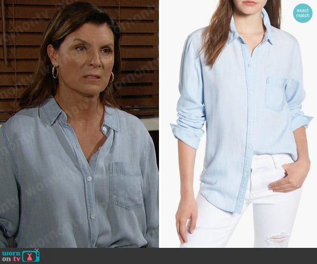 Rails Ingrid Shirt worn by Sheila Carter (Kimberlin Brown) on The Bold and the Beautiful