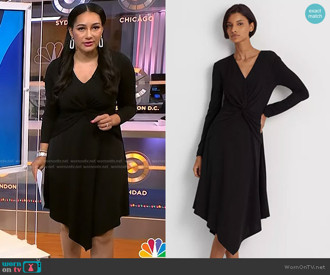 WornOnTV: Morgan’s black twisted waist dress on NBC News Daily | Morgan ...