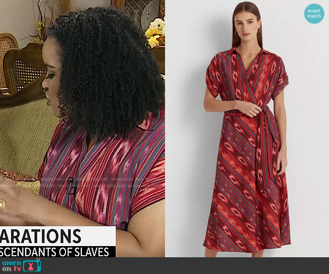 LAUREN Ralph Lauren A-Line Belted Crepe Dress worn by Elise Preston on CBS Mornings