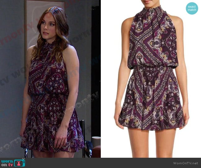 Ramy Brook Chrissie Paisley Blouson Dress worn by Stephanie Johnson (Abigail Klein) on Days of our Lives