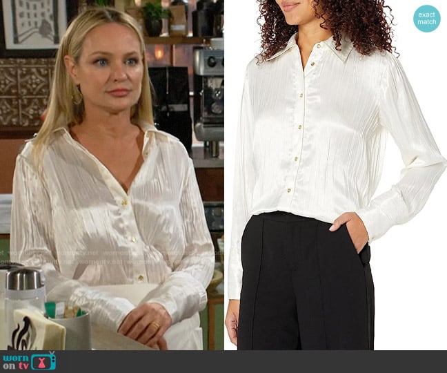 Ramy Brook Amelia Top worn by Sharon Newman (Sharon Case) on The Young and the Restless