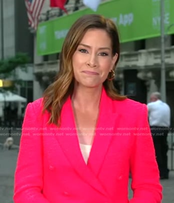 Rebecca’s hot pink tweed blazer on Good Morning America