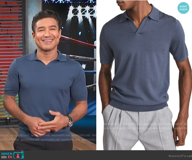 Reiss Duchie Wool Polo Shirt worn by Mario Lopez on Access Hollywood