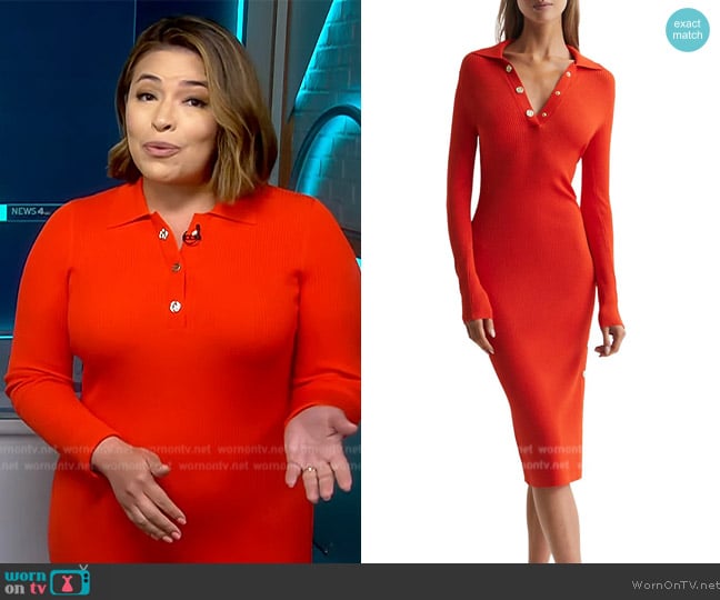 Reiss Rita Rib-Knit Snap Midi-Dress worn by Gilma Avalos on NBC News Daily