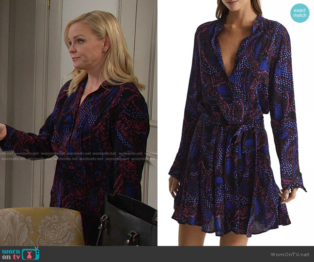 Reiss Sienna Printed Mini Dress worn by Belle Brady (Martha Madison) on Days of our Lives