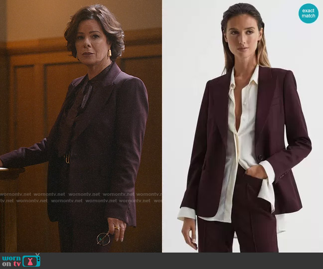 Reiss Flora Blazer in Berry worn by Margaret Wright (Marcia Gay Harden) on So Help Me Todd