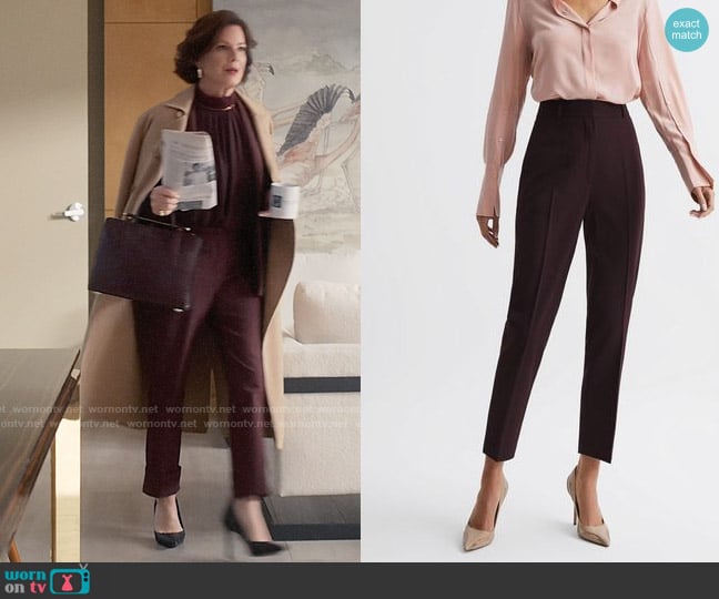 Reiss Flora Pants in Berry worn by Margaret Wright (Marcia Gay Harden) on So Help Me Todd