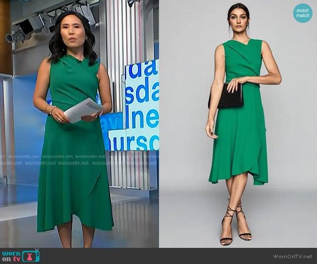 Reiss Marling Crepe Midi Dress worn by Vicky Nguyen on NBC News Daily