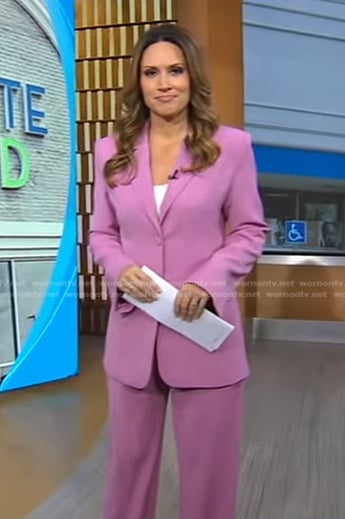 Rhiannon’s pink pant suit on Good Morning America