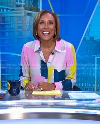 Robin’s multicolor print shirt on Good Morning America