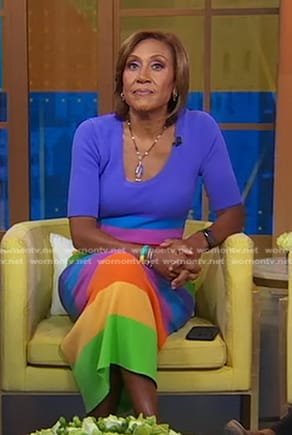 Robin's rainbow stripe dress on Good Morning America