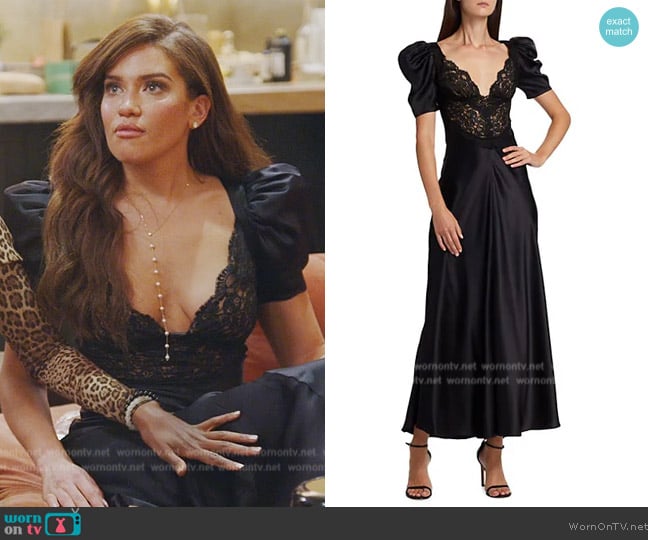 Rodarte Puff-Sleeve Silk & Lace Dress worn by Brynn Whitfield on The Real Housewives of New York City