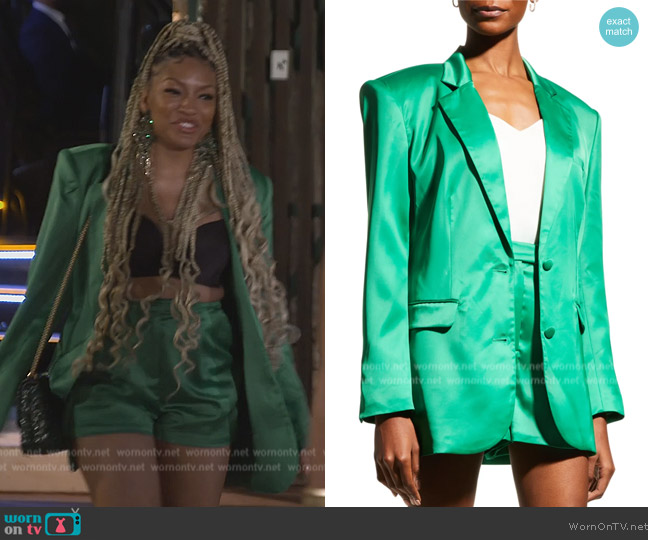 Ronny Kobo Alex Charmeuse Blazer Jacket worn by Drew Sidora on The Real Housewives of Atlanta