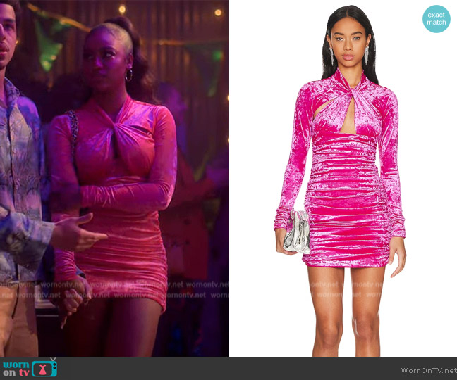 WornOnTV: Annika’s pink velvet cutout mini dress on Grown-ish | Justine ...