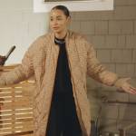 Sai’s beige printed coat on The Real Housewives of New York City