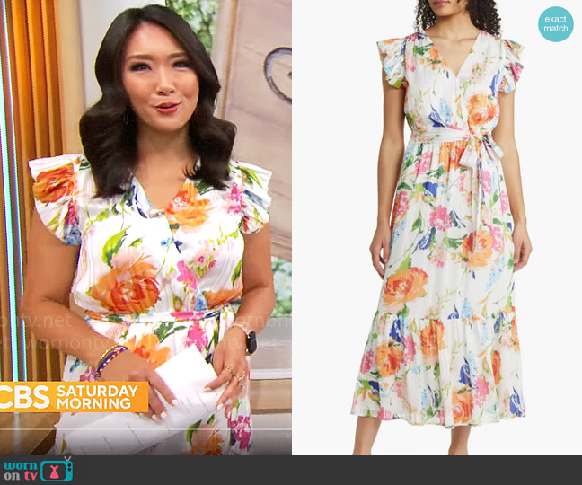 Sam Edelman Tossed Floral Dress worn by Nancy Chen on CBS Mornings