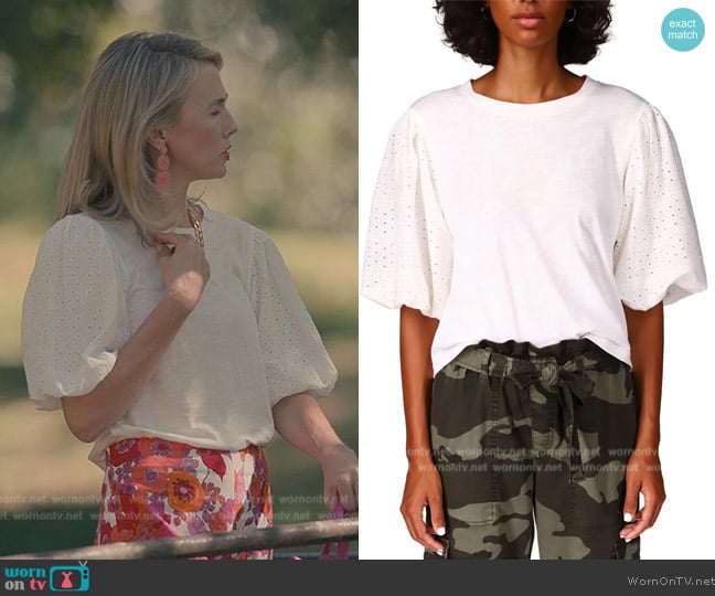 Sanctuary Cloud Control Womens Eyelet Slub T-Shirt worn by Wynn Everett (Wynn Everett) on Sweet Magnolias