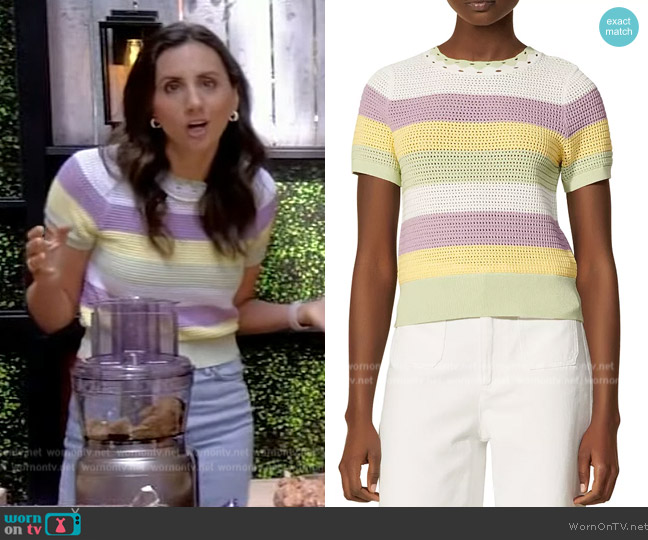 Sandro Ninon Striped Short Sleeve Sweater worn by Yumna Jawad on The View