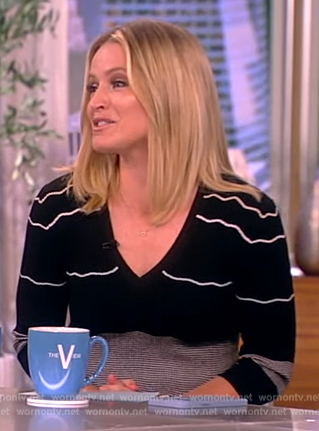 Sara’s black contrast stripe dress on The View