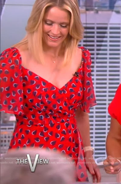 Sara's red heart print wrap dress on The View