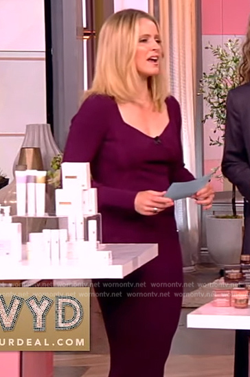 Sara's purple ribbed midi dress on The View