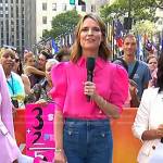 Savannah’s pink puff sleeve blouse and jeans on Today