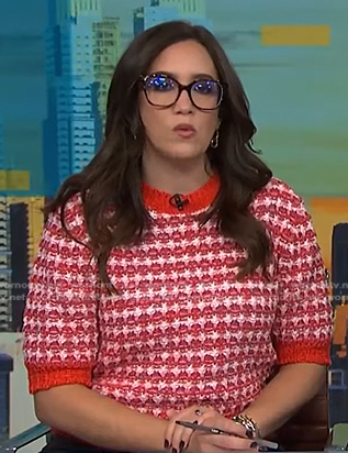 Savannah's red short sleeve knit sweater on NBC News Daily