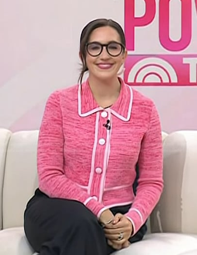 Savannah’s pink contrast trim cardigan on Today
