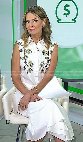 Savannah's white embroidered shirtdress on Today