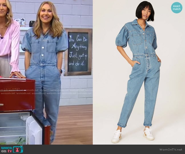 Scotch & Soda Balloon Sleeve Denim Jumpsuit worn by Lori Bergamotto on Good Morning America