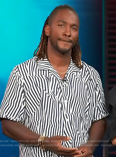 Scott’s abstract stripe shirt on Access Hollywood