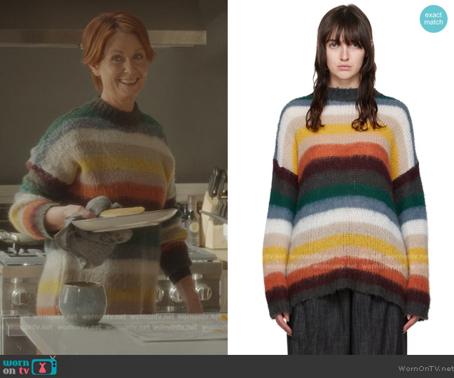 See by Chloe Multicolor Rainbow Sweater worn by Miranda Hobbs (Cynthia Nixon) on And Just Like That