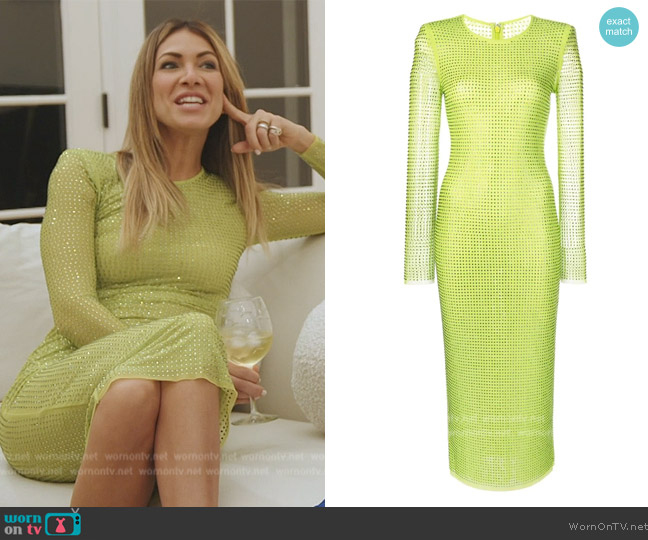 Self Portrait Hot Fix perforated midi dress worn by Erin Lichy on The Real Housewives of New York City