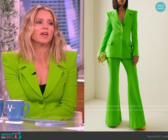 WornOnTV: Sara’s green padded shoulder suit on The View | Sara Haines ...